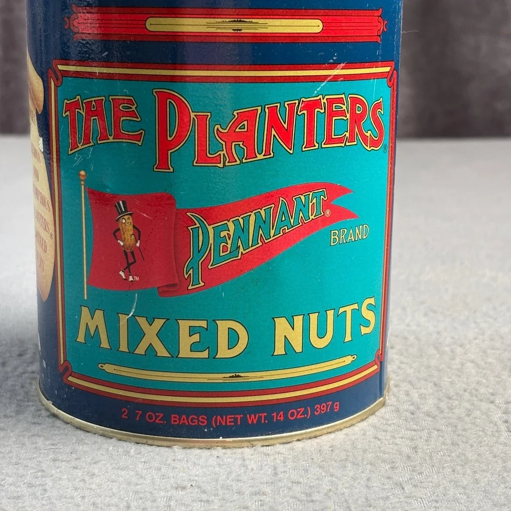 Vintage Planters Mr Peanut Limited Edition Mixed Nuts Tin Blue Collectible 14oz